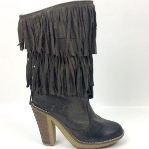 MTNG ladies leather fringe boots